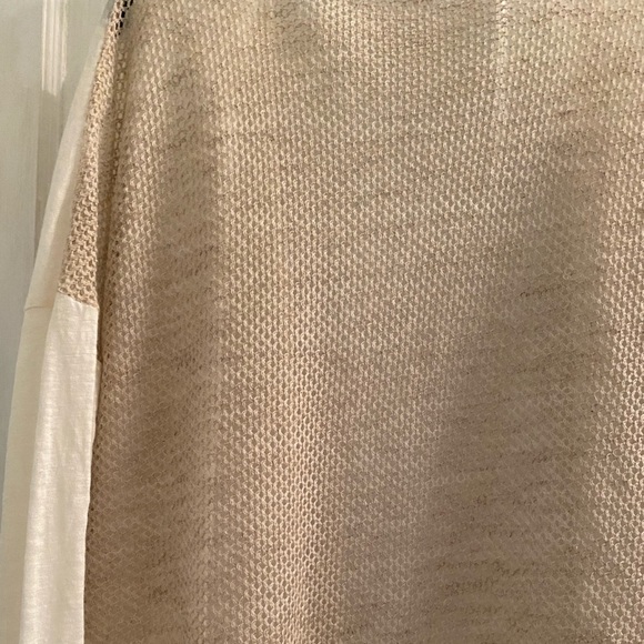 Anthro Sita Murt Linen Blend Open Weave Crochet Back 3/4 Sleeve Draped Cardigan - Picture 5 of 12